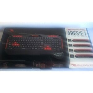Ares E1 Spill Resistant Gaming Keyboard Full Size Multimedia Keys + Num Pad